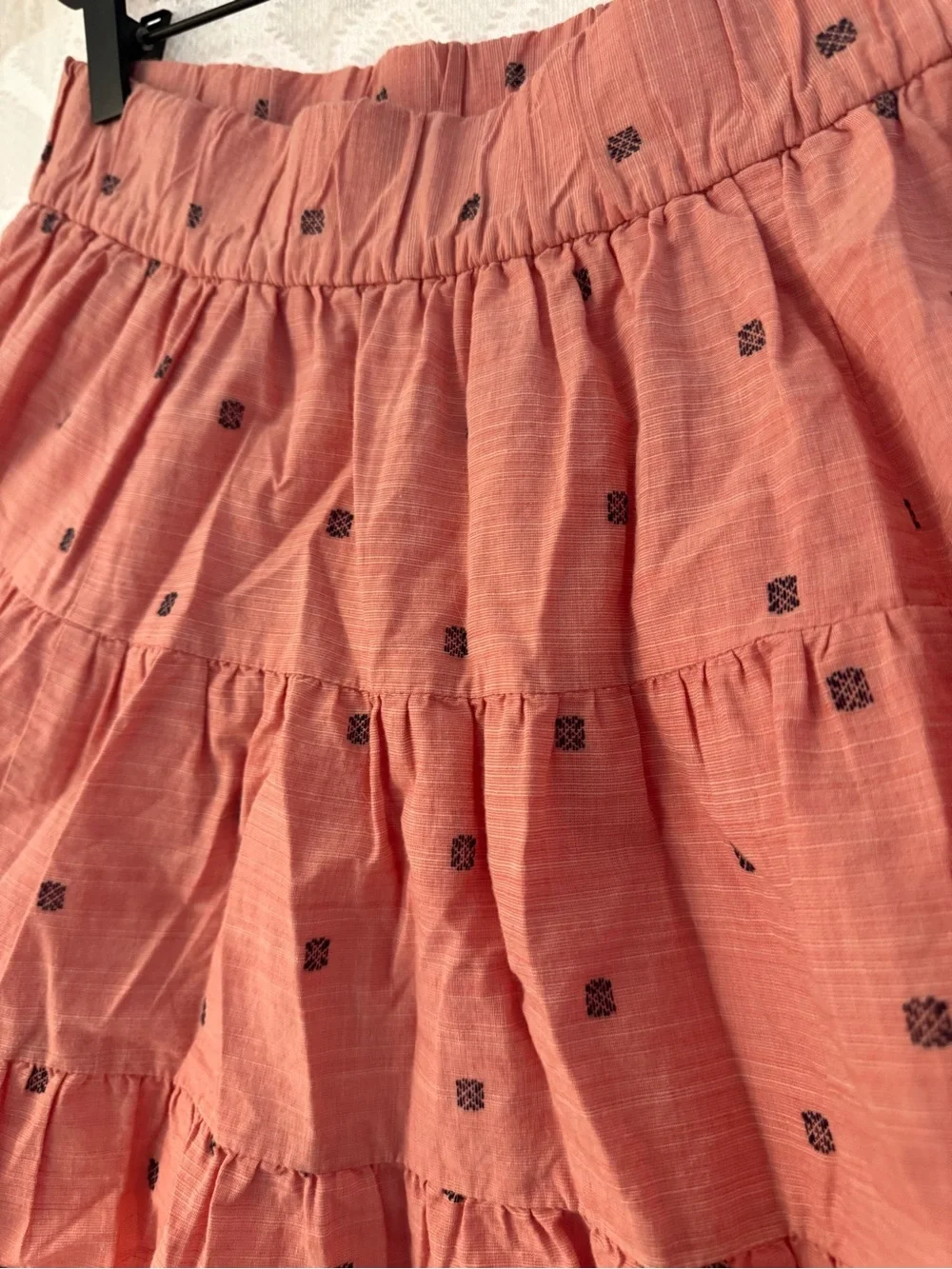 J. Crew Rust Tiered Mini Skirt with Tiny Black Squares - Picture 2 of 6